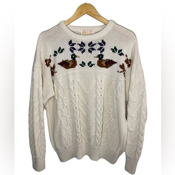 Vintage Sweaters - Rare Vintage North Country by Eatons Knit Duck Fair Isle Sweater